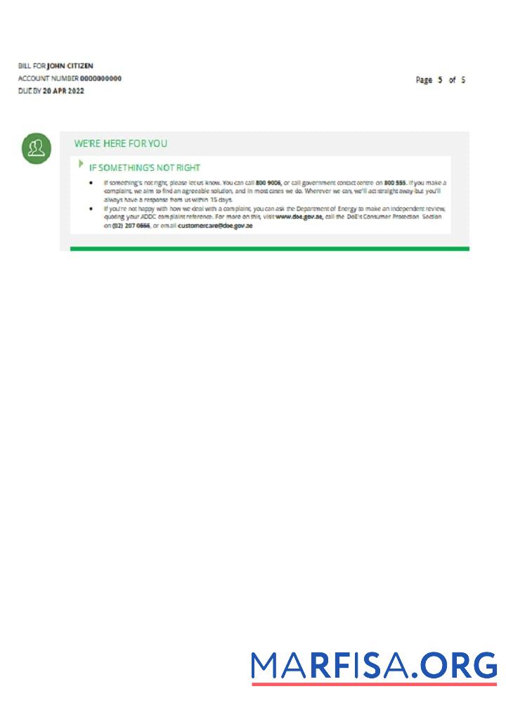 Downloadable UAE Sharjah Al Ain Distribution Co. Word and PDF utility bill template (5 pages) 5